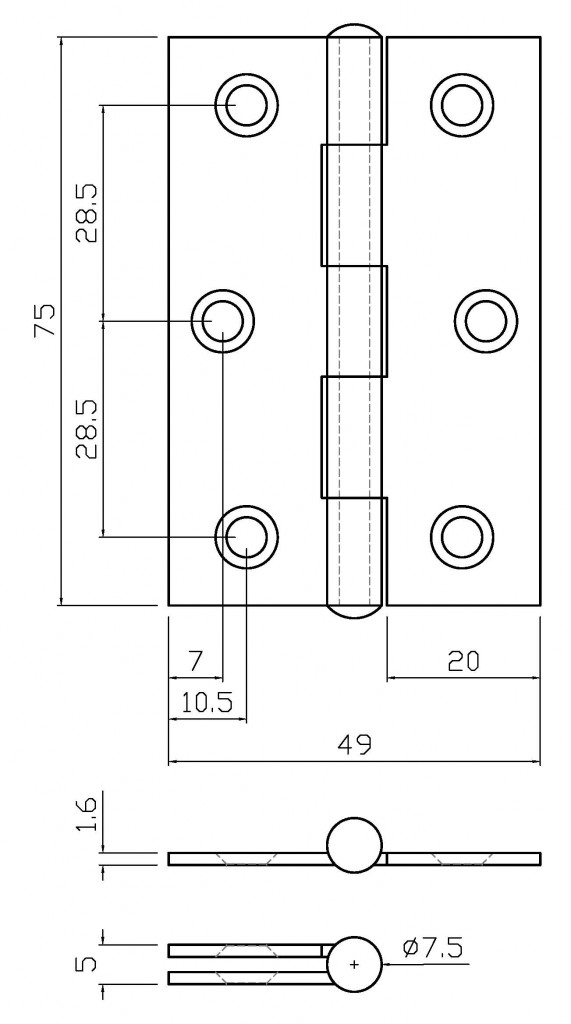 1875 Cranked Butt Hinge – 75mm