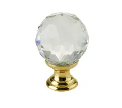 Crystal Cabinet Knob (20mm, 30mm OR 40mm), Polished Brass With Swarovski Crystal