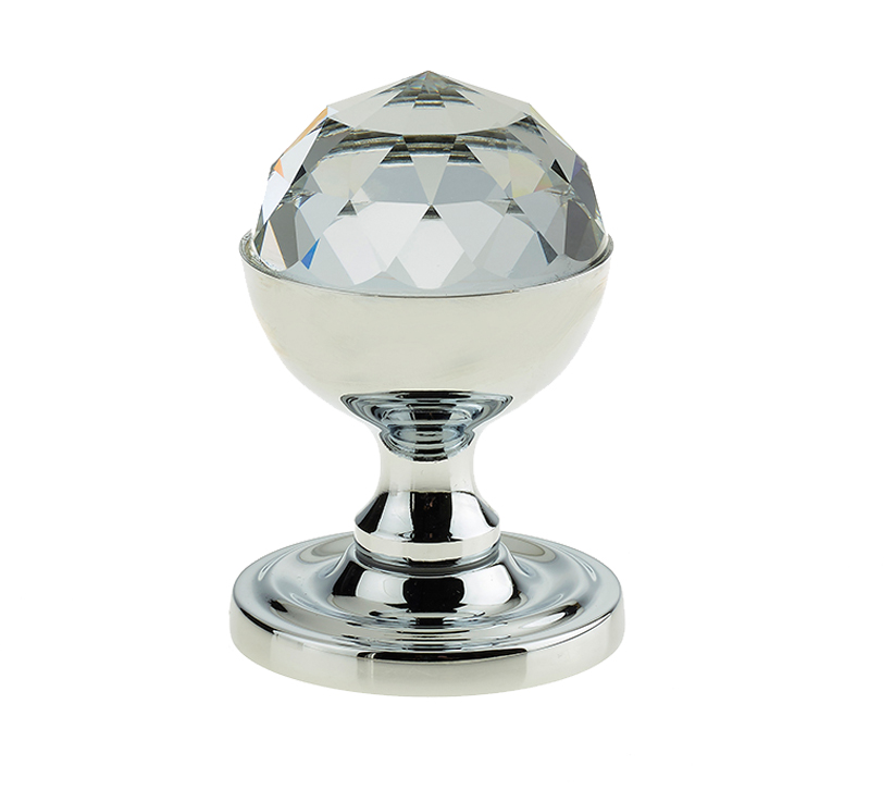 Frelan Hardware Swarovski Crystal Faceted Mortice Door Knob, Polished Chrome (Sold In Pairs)