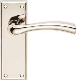 Door Handles On Rose Lever - Latch Pack - Polished Nickel