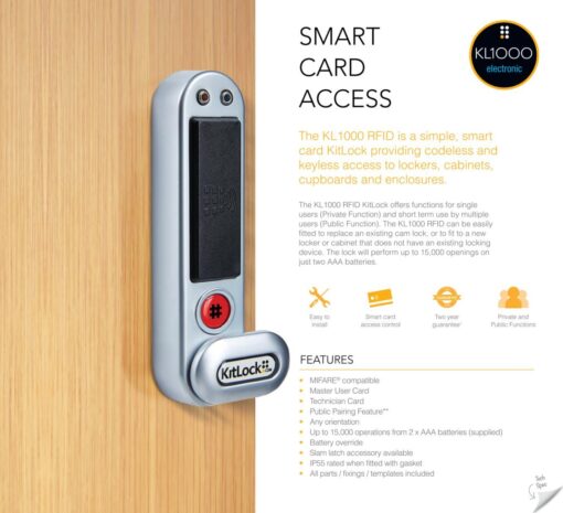 CODELOCKS KL1000 RFID Electronic Kitlock Cabinet Lock Black