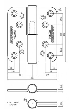 4710 Maintenance Free UKCA & CE Grade 10 Symmetrical Lift Off Fire Door Hinge