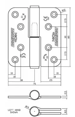4710 Maintenance Free UKCA & CE Grade 10 Symmetrical Lift Off Fire Door Hinge