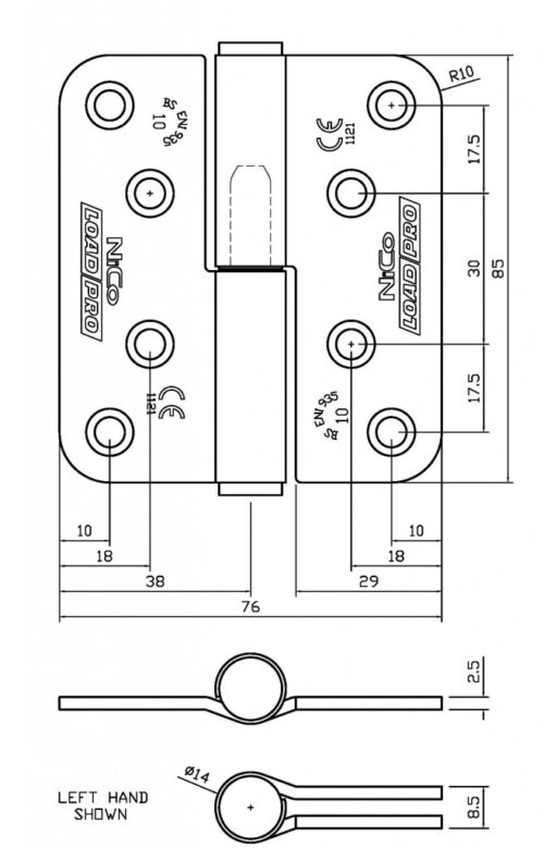 4710 Maintenance Free UKCA & CE Grade 10 Symmetrical Lift Off Fire Door Hinge