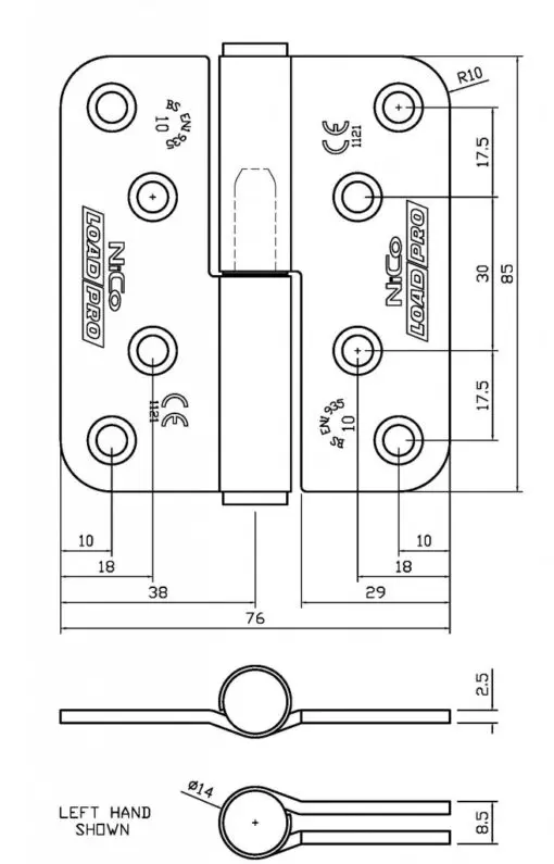 4710 Maintenance Free UKCA & CE Grade 10 Symmetrical Lift Off Fire Door Hinge