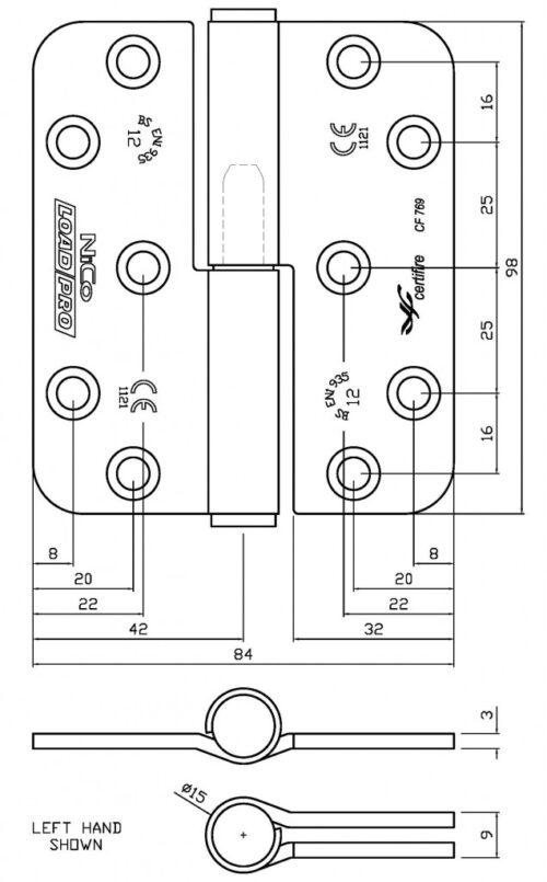 4717 Maintenance Free UKCA & CE Grade 12 Symmetrical Fire Door Hinge