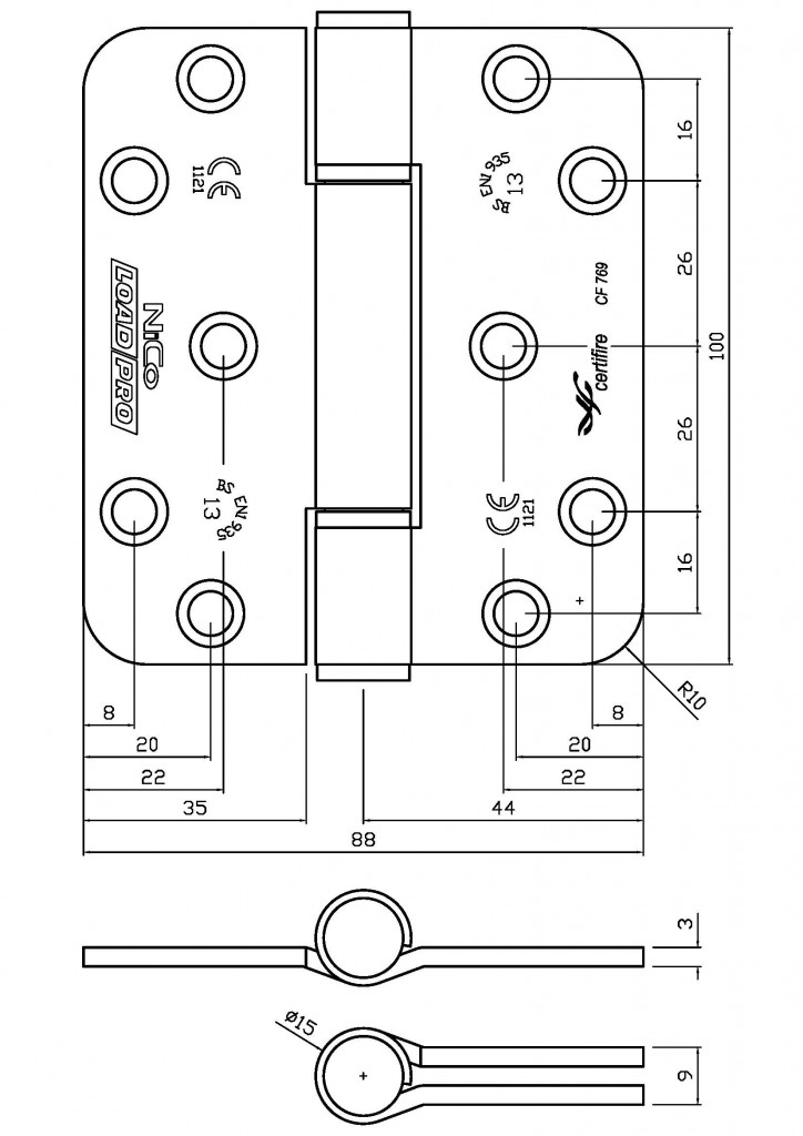 4815 Maintenance Free UKCA & CE Grade 12 Fire Door 2 Bearing Butt Hinge