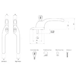 Connoisseur Offset Locking Right Hand Window Handle