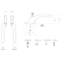 Connoisseur Offset Locking Left Hand Window Handle