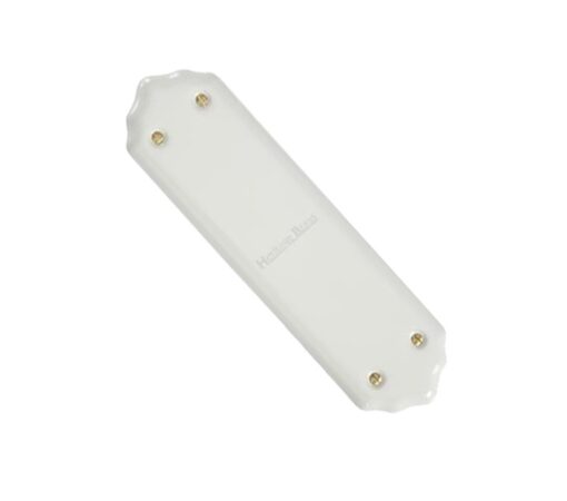 Heritage Brass Shaped Porcelain Fingerplate (280Mm X 77Mm), Plain White