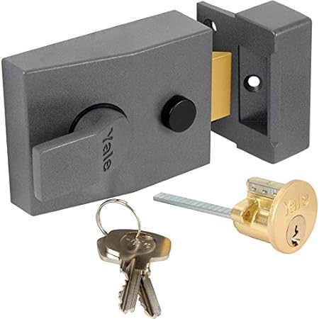 Nightlatch, High Security with Automatic Deadlock, Dark Metallic Gray/Brass