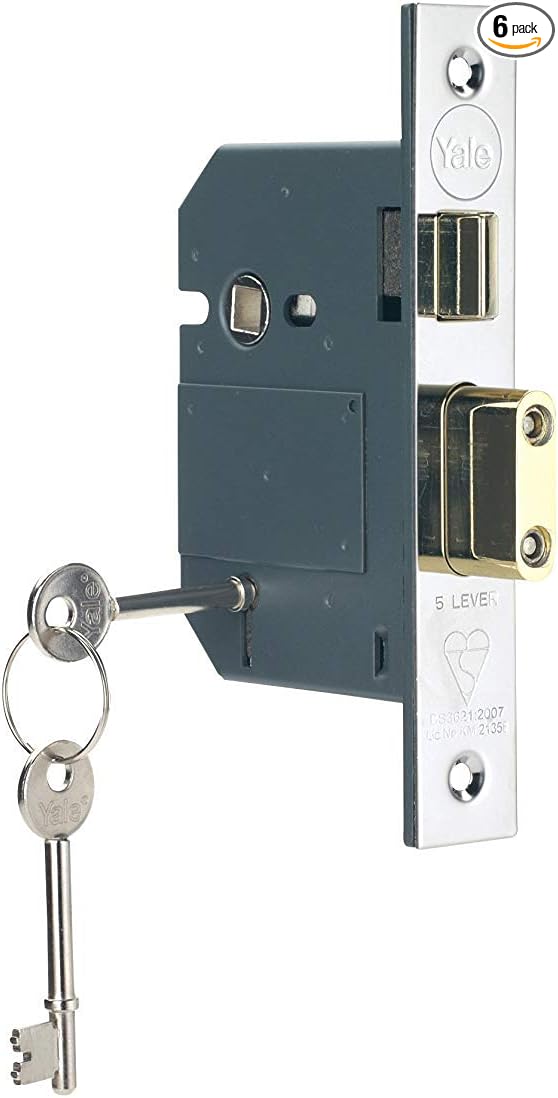 Yale P-M560-CH-80 British Standard 5 Lever Mortice Deadlock, High Security, Boxed, Suitable for External Doors, 3 Inch/76 mm, Polished Chrome