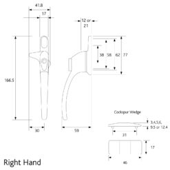 Charisma Cockspur Locking Window Handle Left Hand
