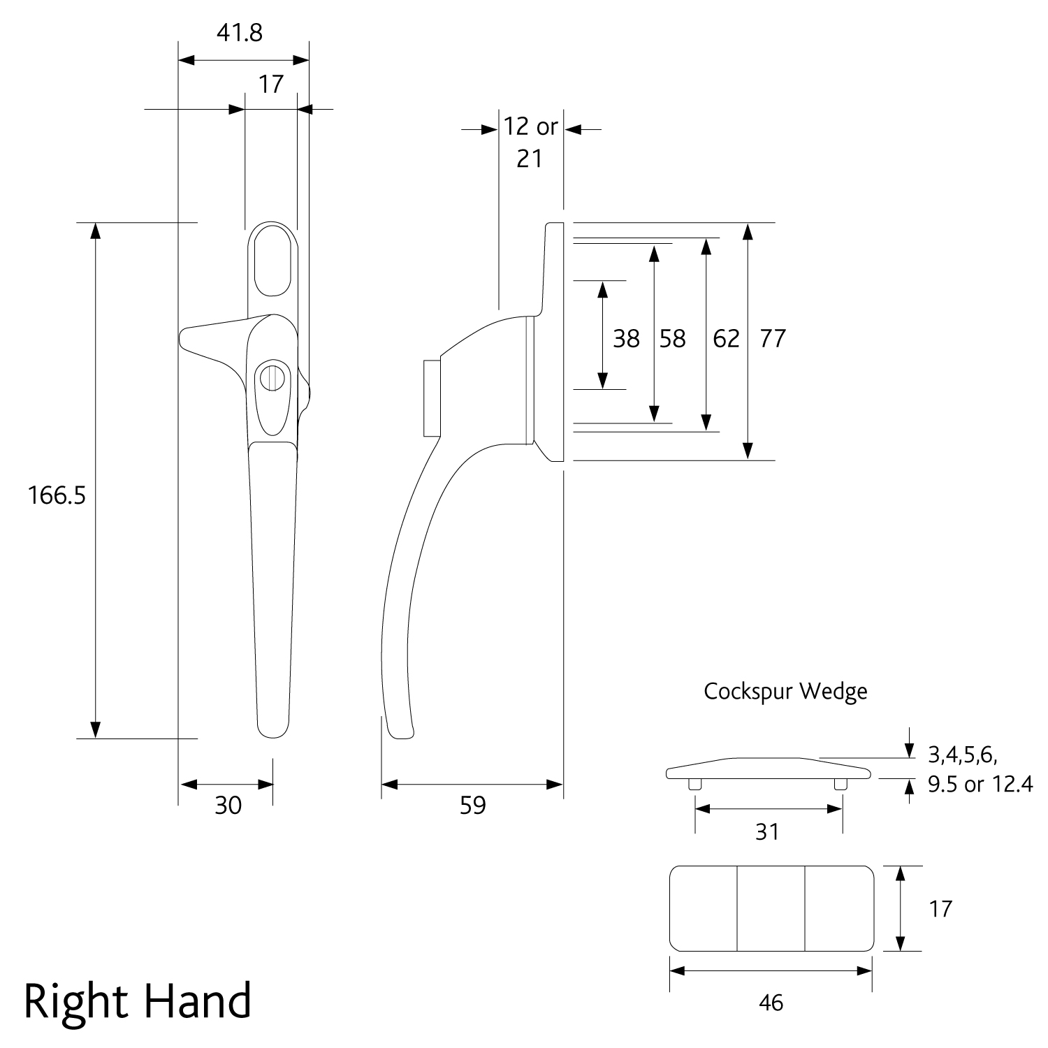 Charisma Cockspur Locking Window Handle Left Hand