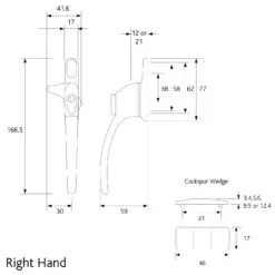 Charisma Cockspur Locking Window Handle Right Hand