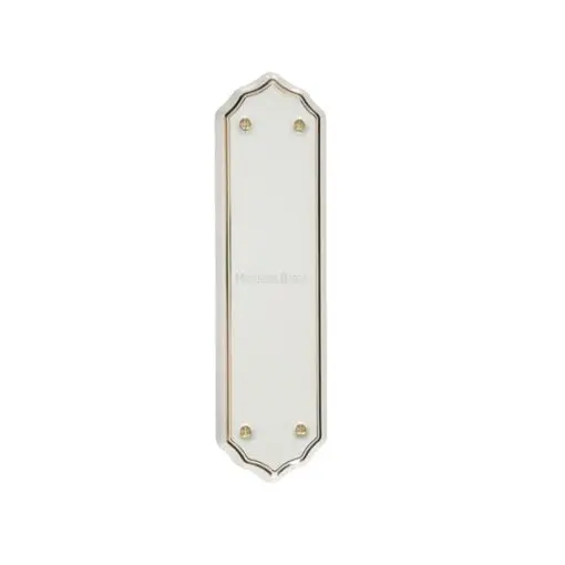 Heritage Brass Shaped Porcelain Fingerplate (274Mm X 75Mm), White With Gold Line