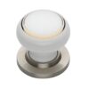 Heritage Brass Gold Line White Porcelain Mortice Door Knobs, Satin Nickel Rose (Sold In Pairs)