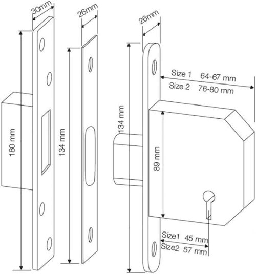 Yale P-M562-PB-80 PM562 British Standard 5 Lever Mortice Deadlock, High Security, Visi Pack, Suitable for External Doors, 3 Inch/76 mm, Polished Brass