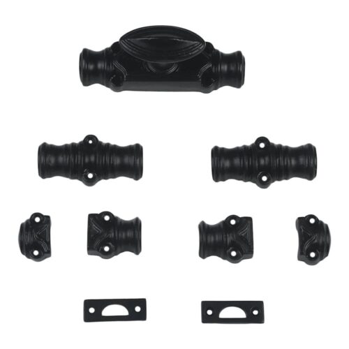 Cast Iron Plain STEPPED rustic industrial retro style Window Cremone Bolt, Black Powder Coat Finish- up to 6 feet