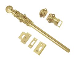 matching to cremone bolt : solid brass FLORAL polished lacquered surface sliding bolt 12 inches