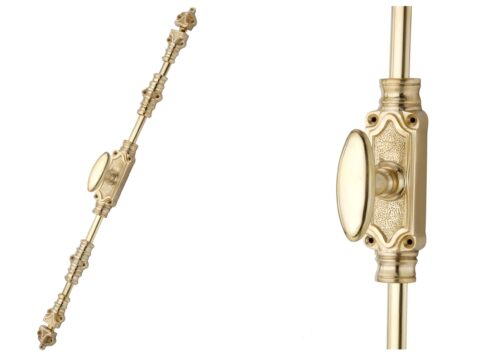 Classic door espagnolette bolt / Cremone bolt 9 feet polished brass unlacquered