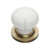 Heritage Brass White Crackle Porcelain Mortice Door Knobs, Antique Brass Rose (Sold In Pairs)