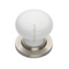 Heritage Brass White Crackle Porcelain Mortice Door Knobs, Satin Nickel Rose (Sold In Pairs)