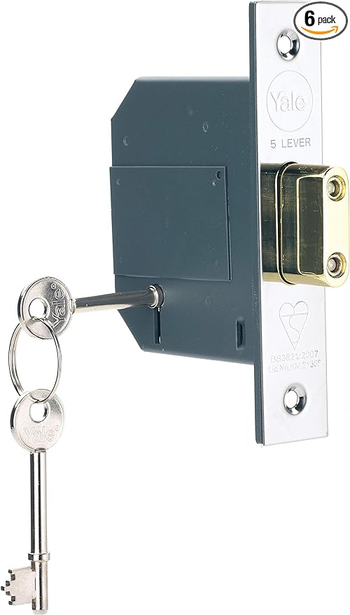 Yale P-M562-CH-80 PM562 British Standard 5 Lever Mortice Deadlock, High Security, Visi Pack, Suitable for External Doors, 3 Inch/76 mm, Polished Chrome