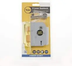 Yale P-M322-PB-65 3 Lever Mortice Deadlock, Visi Pack, Suitable for Internal Doors, Brass Finish, 2.5 Inch/64 mm