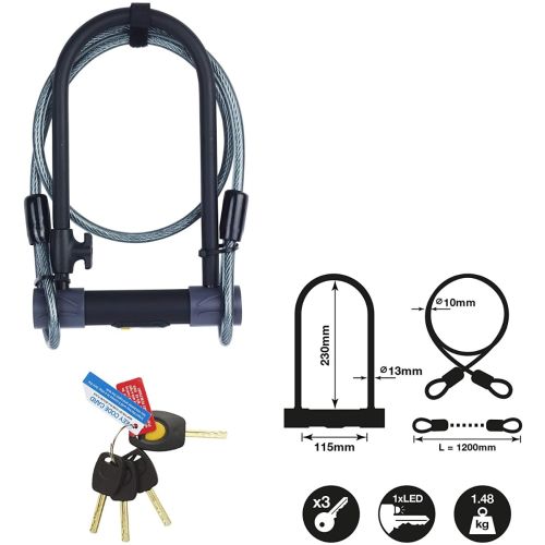 Yale High Security U Bike Lock With Cable YUL2C/13/230/1