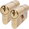 Yale KM3030-PB-KA Euro Double 1 Star Kitemarked Cylinder, 3 Keys Supplied, High Security, Boxed, Suitable for All Door Types, Brass Finish, 30:10:30 (70 mm), Pack of 2