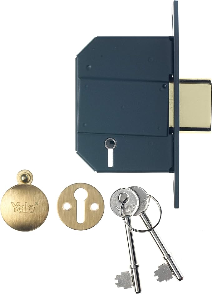 Yale P-M562-PB-67 PM562 British Standard 5 Lever Mortice Deadlock, High Security, Visi Pack, Suitable for External Doors, 2.5 Inch/64 mm, Polished Brass