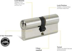 Yale B-ED3555KA-PB - Euro Cylinder Lock - Keyed Alike - 35/55 (100mm) / 35:10:55 - Brass Finish - Standard Security - 2 Cylinders - Polybag