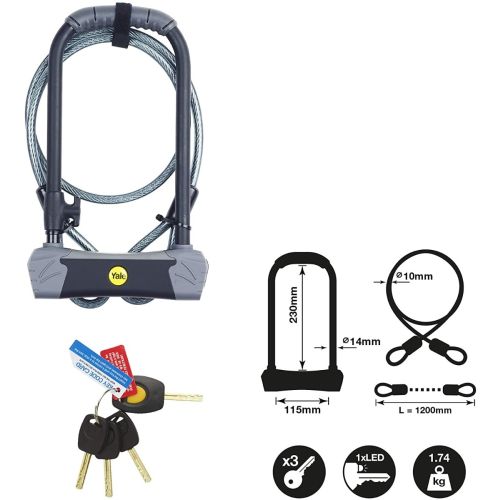 Yale Maximum Security U Bike Lock With Cable YUL3C/14/230/1