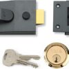 Nightlatch, High Security with Automatic Deadlock, Dark Metallic Gray/Brass
