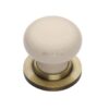 Heritage Brass Cream Crackle Porcelain Mortice Door Knobs, Antique Brass Rose (Sold In Pairs)