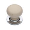 Heritage Brass Cream Crackle Porcelain Mortice Door Knobs, Polished Chrome Rose (Sold In Pairs)