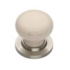 Heritage Brass Cream Crackle Porcelain Mortice Door Knobs, Satin Nickel Rose (Sold In Pairs)