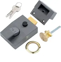 Nightlatch, High Security with Automatic Deadlock, Dark Metallic Gray/Brass