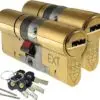 Pair of Brass, 35/35 (70mm) YALE Platinum Keyed-Alike Euro Cylinder Locks Anti Snap 3 Star Security uPVC Door Security