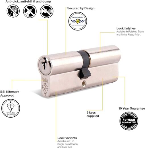 KM Series Euro Double Cylinder 40:10:50 (100mm)