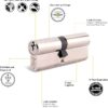 Yale PKMT3030-NP - KM Superior 1 Star Euro Cylinder Lock - Thumb Turn - 30/30 (70mm) / 30:10:30 - Nickel Finish - High Security - 2 Cylinders