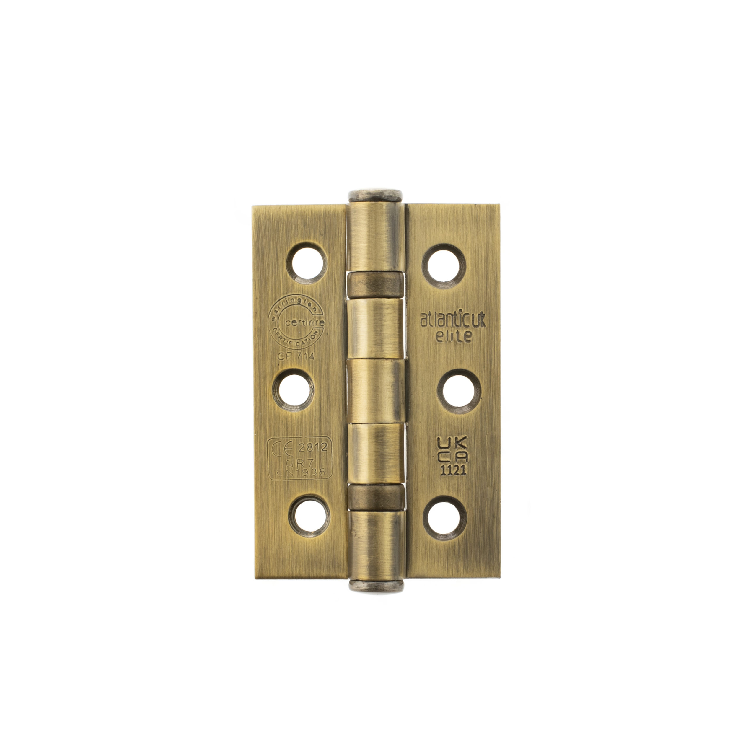 Atlantic CE Fire Rated Grade 7 Ball Bearing Hinges 3" x 2" x 2mm - Matt Antique Brass