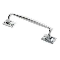 Pub Style Pull Handle On Square Rose (250Mm Length), Polished Chrome