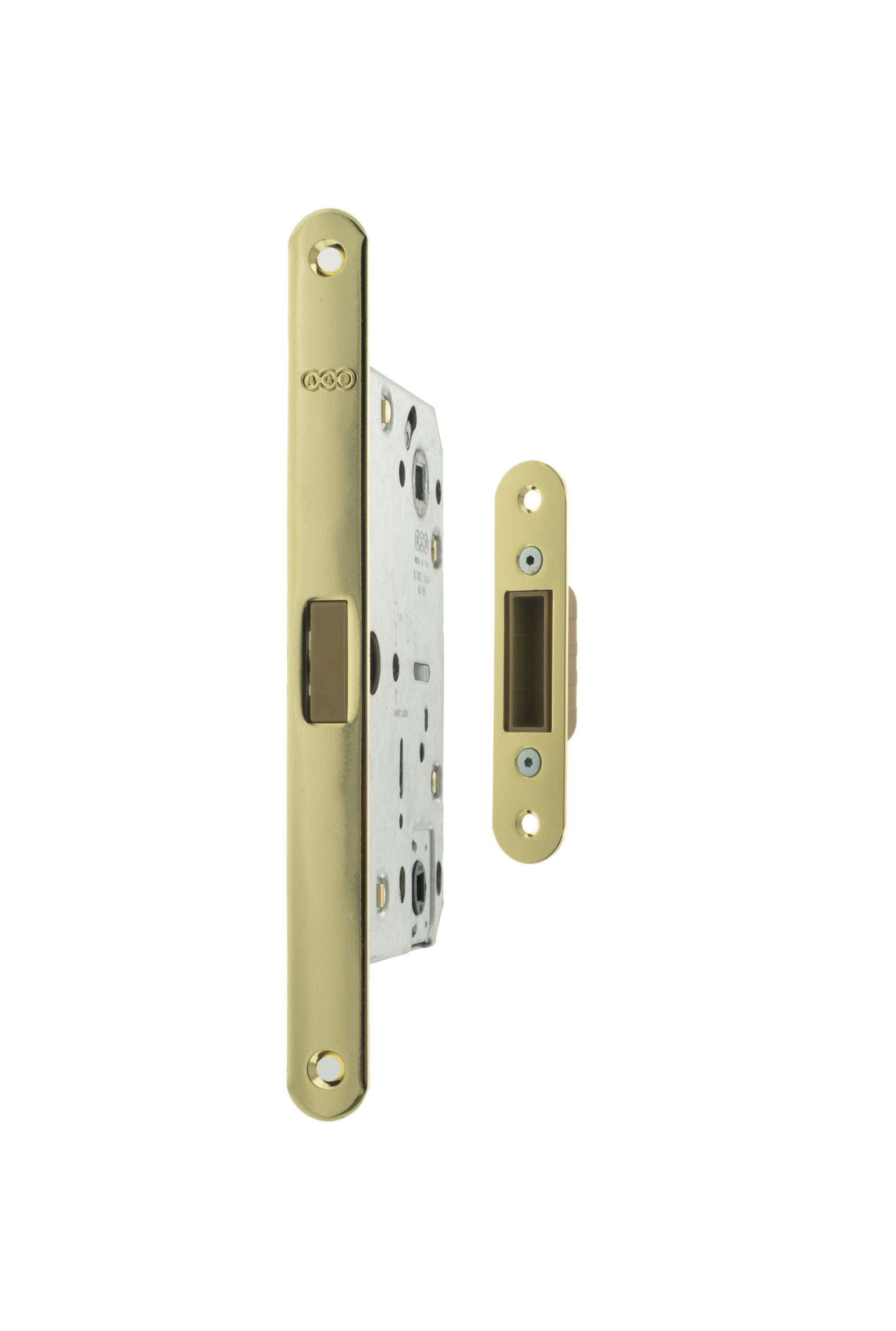 AGB Polaris 2XT Magnetic Bathroom Lock 60mm backset - Polished Brass