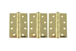 Atlantic Ball Bearing Hinges Grade 13 Fire Rated 4" x 3" x 3mm set of 3 - Polished Brass