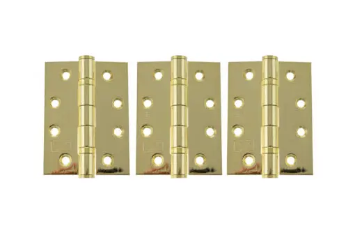 Atlantic Ball Bearing Hinges Grade 13 Fire Rated 4" x 3" x 3mm set of 3 - Polished Brass