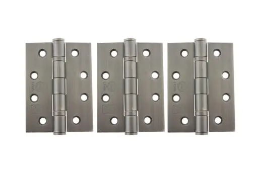 Atlantic Ball Bearing Hinges Grade 13 Fire Rated 4" x 3" x 3mm set of 3 - Matt Gun Metal