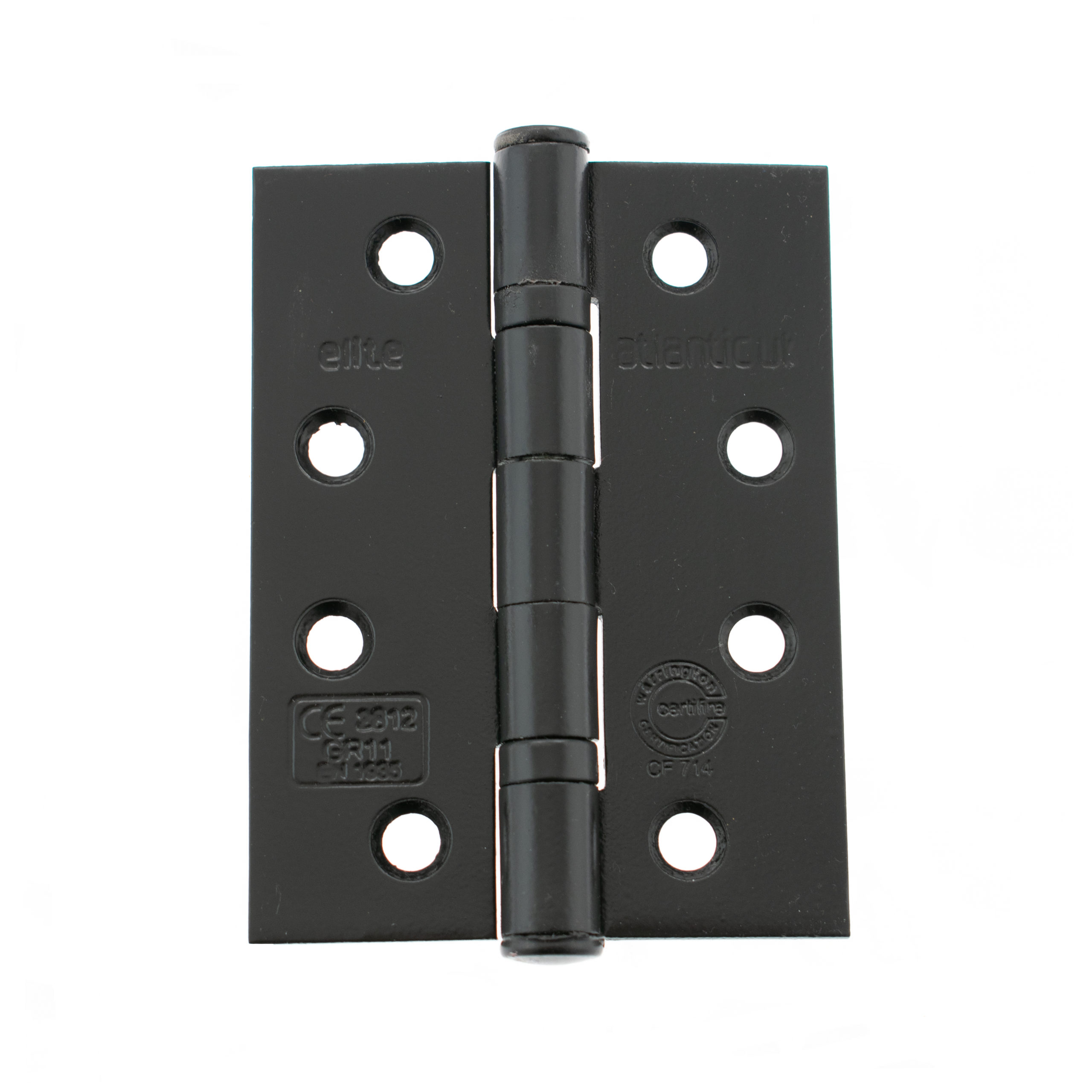 Atlantic Ball Bearing Hinges Grade 11 Fire Rated 4" x 3" x 2.5mm - Matt Black