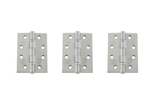Atlantic Ball Bearing Hinges Grade 11 Fire Rated 4" x 3" x 2.5mm set of 3 - Polished Chrome